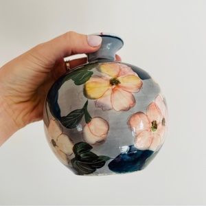 Vintage Andrea Sadek Floral Design Hand Painted Small Vase 5" x 5"‎